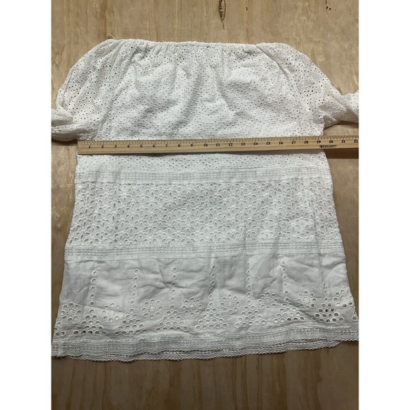 Lauren Ralph Lauren Flare Sleeve White Eyelet Boho Flowy Sz L - Picture 7 of 7